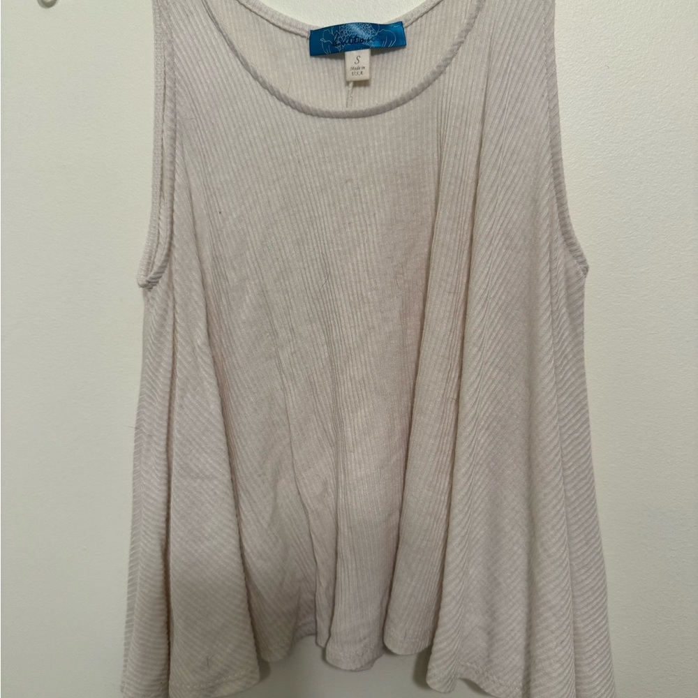 Flowy Ribbed Tank Top - Light Beige
